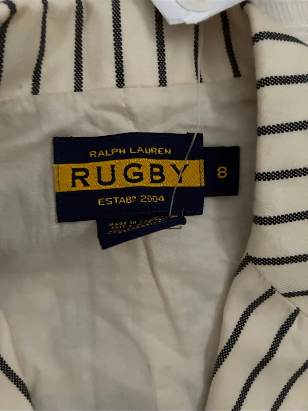 Ralph Lauren Rugby Cream Shirt with Navy Stripes Vintage Vest NWT 2004 - Picture 3 of 4